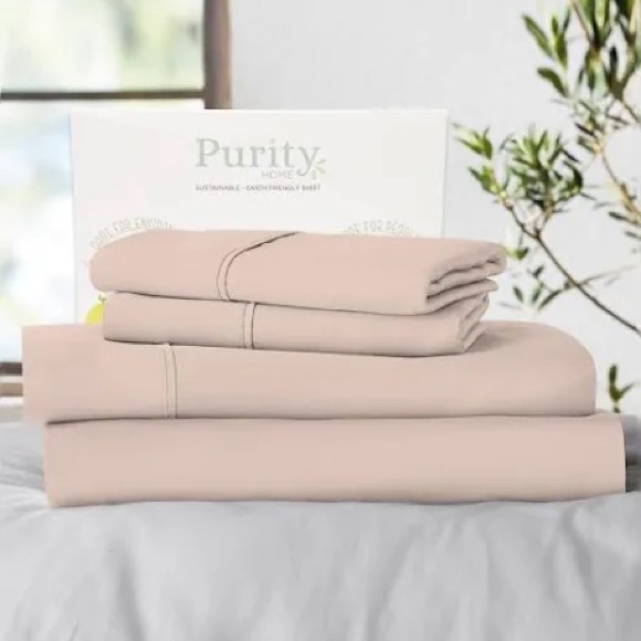 Purity Home 400 TC Cotton Percale 4-Pc. Queen Sheet Set Blush